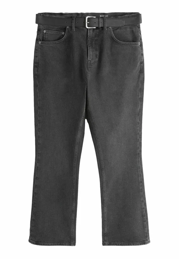 Джинсы Regular fit с поясом, клеш, Next, черный