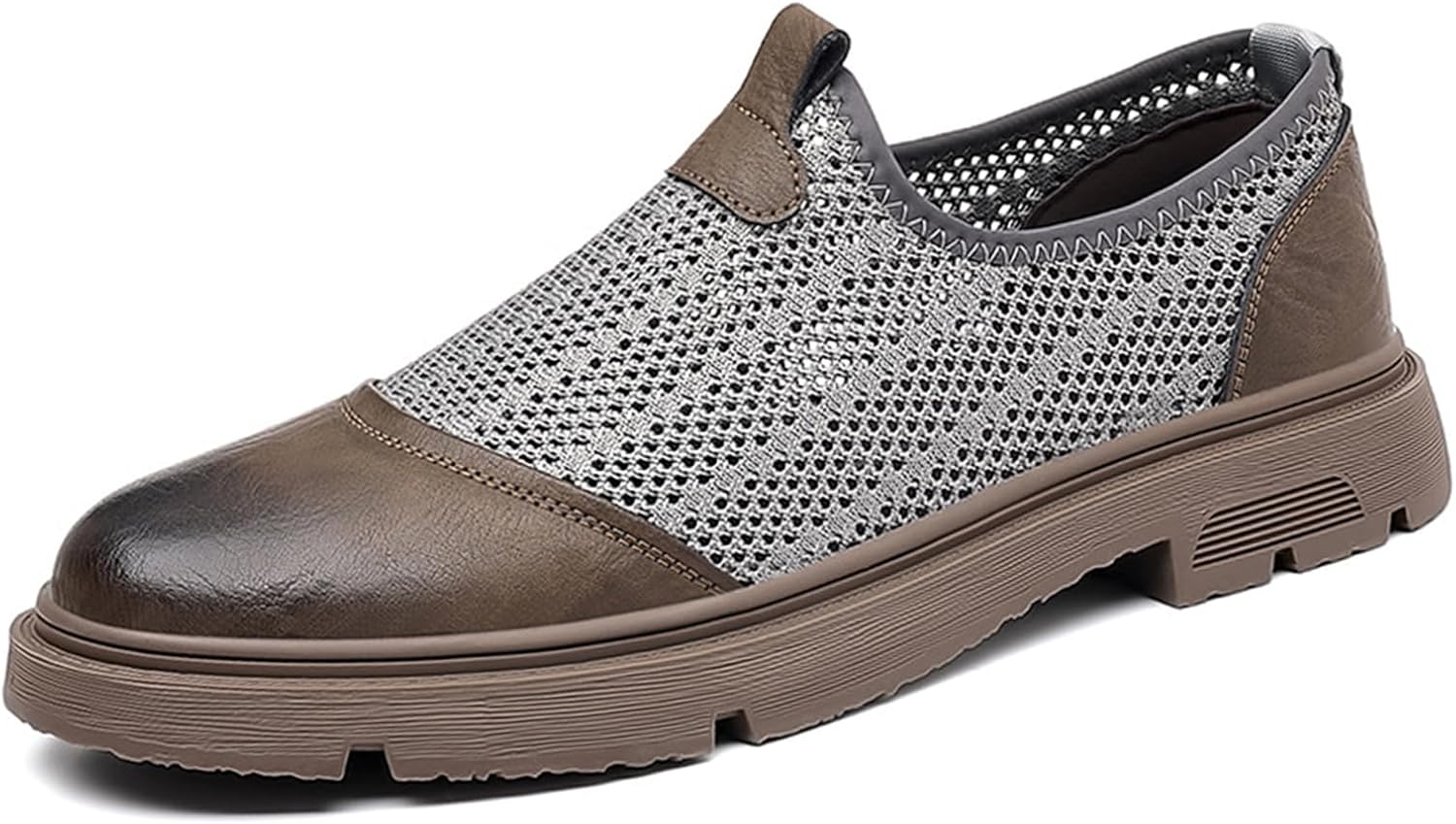 

Мужские легкие кроссовки для прогулок с мягкой подошвой, дышащие сетчатые повседневные обувь с перфорацией, летние легкие слипоны с протекторной подошвой, противоскользящая обувь для вождения Etoryoox, серый