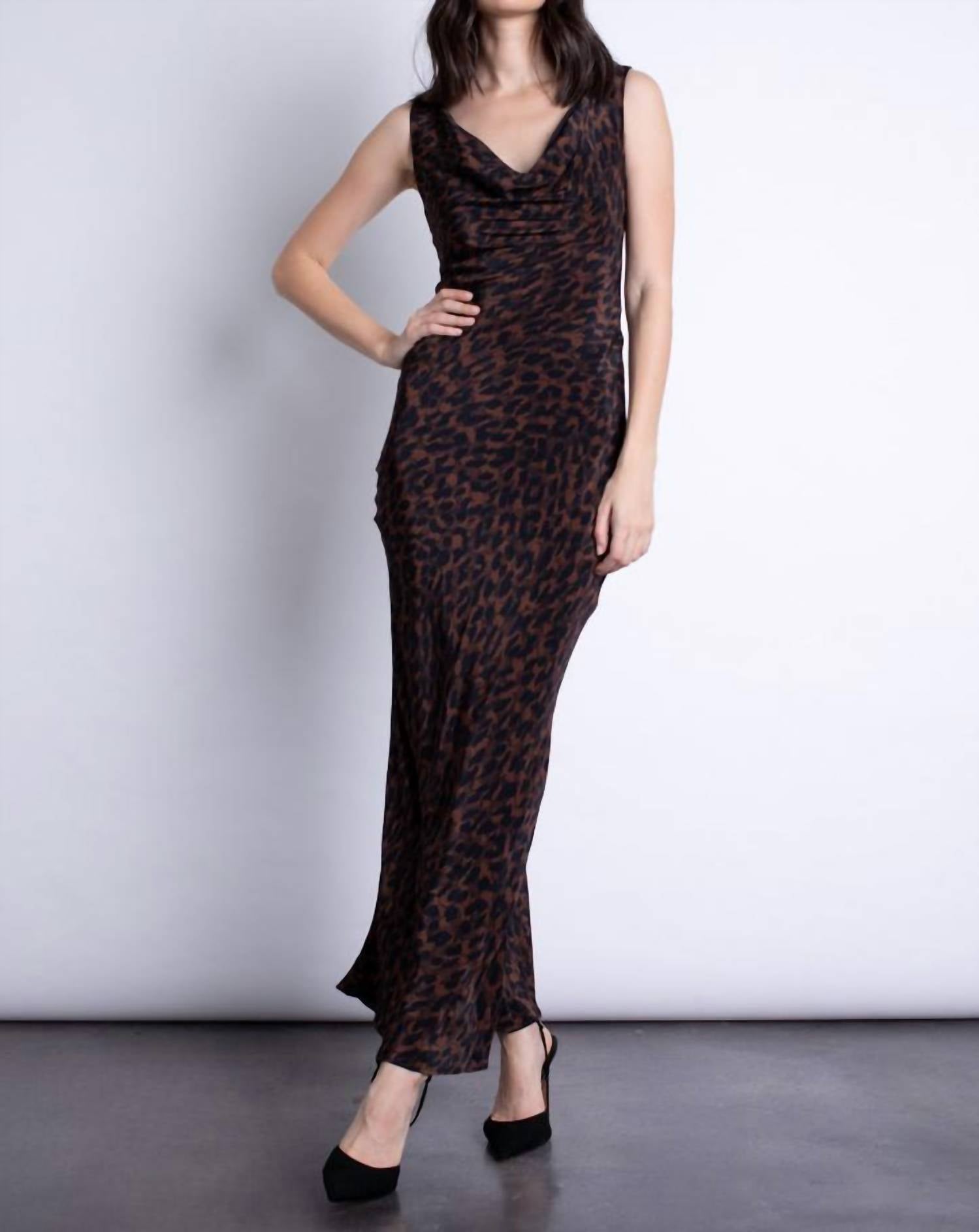 

Печатаное макси-платье Esmerelda в коричнево-черном цвете Karina Grimaldi