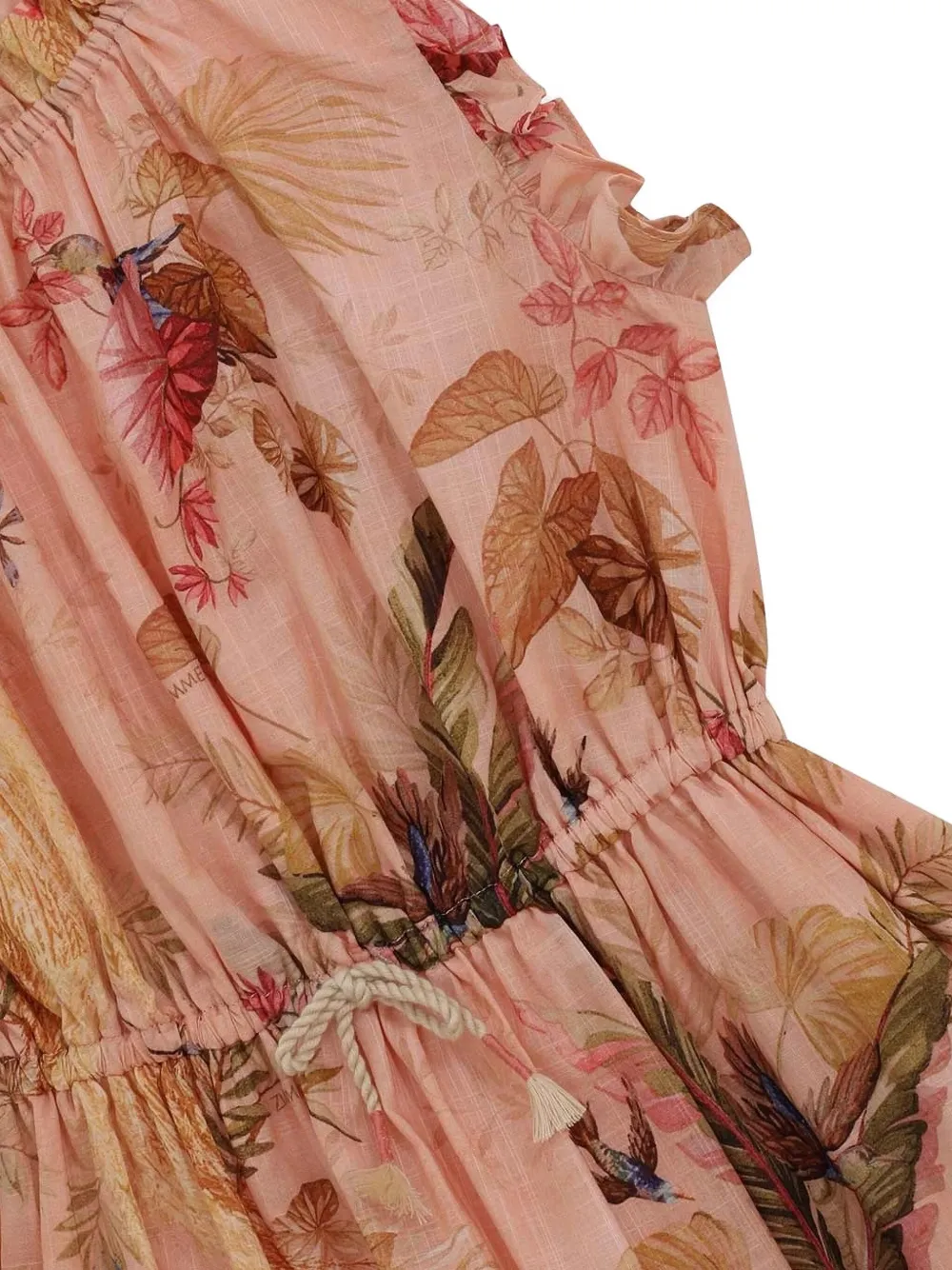 Платье с оборками и цветочным принтом ZIMMERMANN Kids, розовый — фото 3