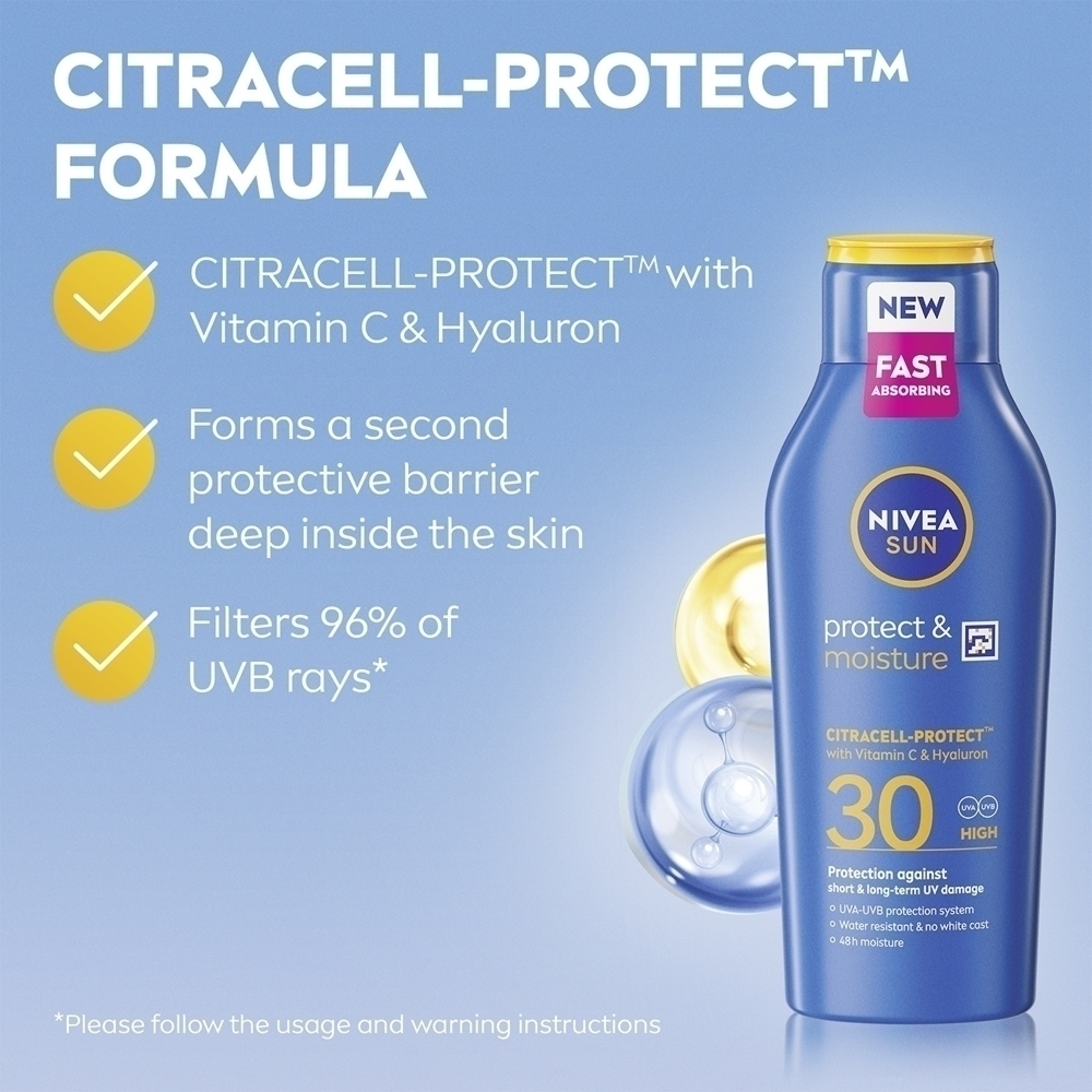 Солнцезащитное и увлажняющее молочко с солнцезащитным эффектом SPF 30 Nivea, 400 мл — фото 3