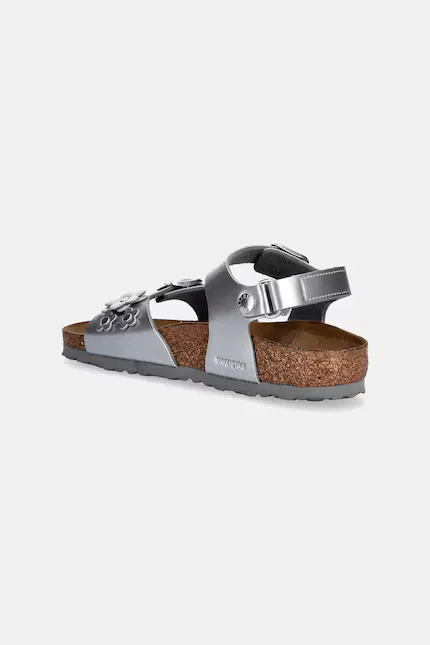Сандалии детские на липучках Rio AS Kids Flowers Birkenstock, серебряный — фото 3