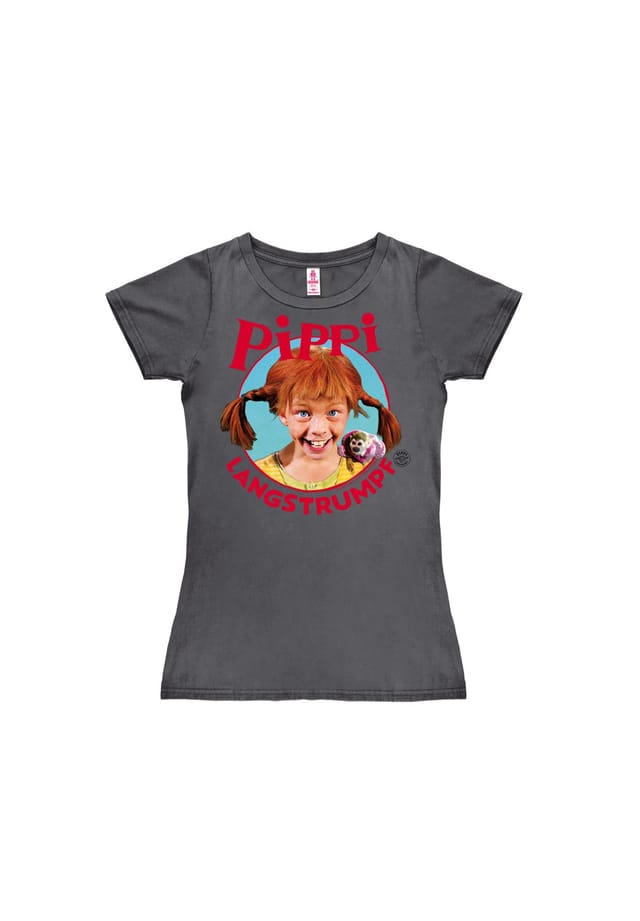 

Новая футболка для девочек Пеппи Длинныйчулок - портрет Logoshirt, серый