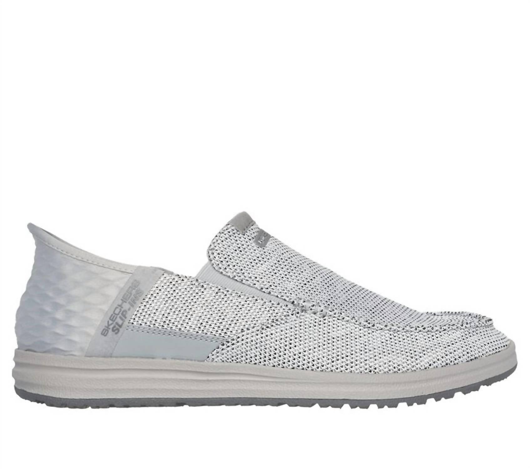 Мужские туфли Melson Medford Slip-Ins светло-серого цвета Skechers — фото 2