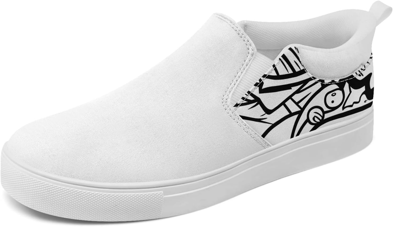 

Мужские модные холщовые кеды, женские слипоны, удобные в носке, дышащие, легкие, стильные кроссовки с графическим принтом, повседневная обувь Awsole, белый/черный
