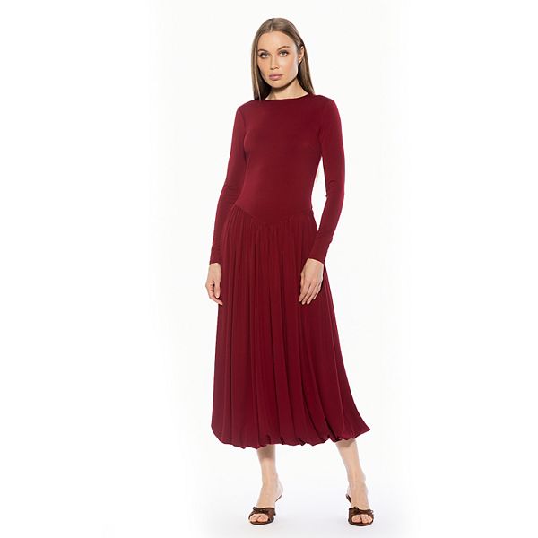 

Женское платье с длинным рукавом и боковыми сборками Alexia Admor, Cranberry