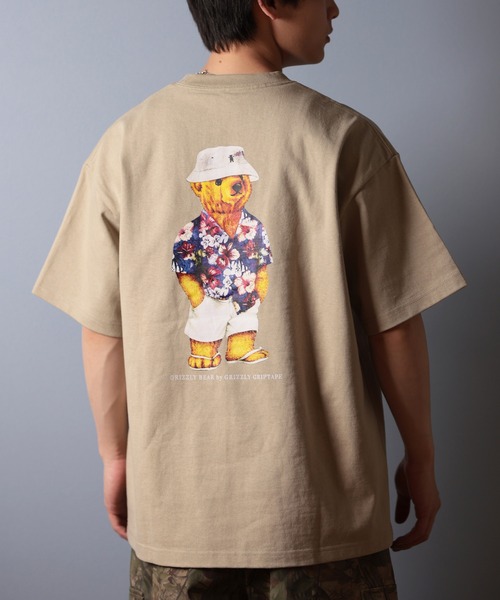 

Футболка с коротким рукавом, принт на спине GRIZZLY, серо-бежевый