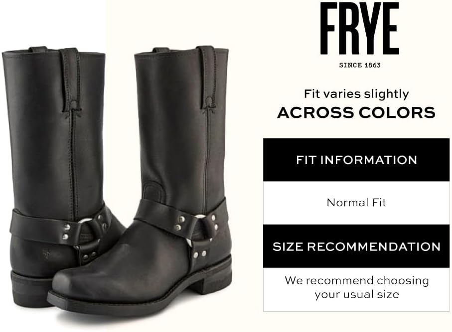 Мужские ботинки Frye Harness 12R с верхом из масляной кожи, протекторной подошвой с насечками и каблуком из многослойной кожи, а также фурнитурой из никеля и латуни - высота голенища 12 дюймов, черный — фото 3