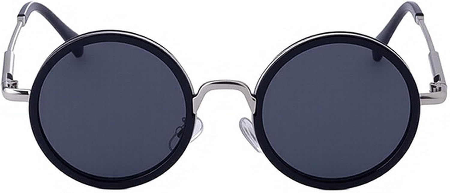 

Мужские солнцезащитные очки в маленькой круглой оправе, модель 2025, в стиле ретро-панк, классические очки для вождения, защита от ультрафиолета UV400 mincl, Silver Black