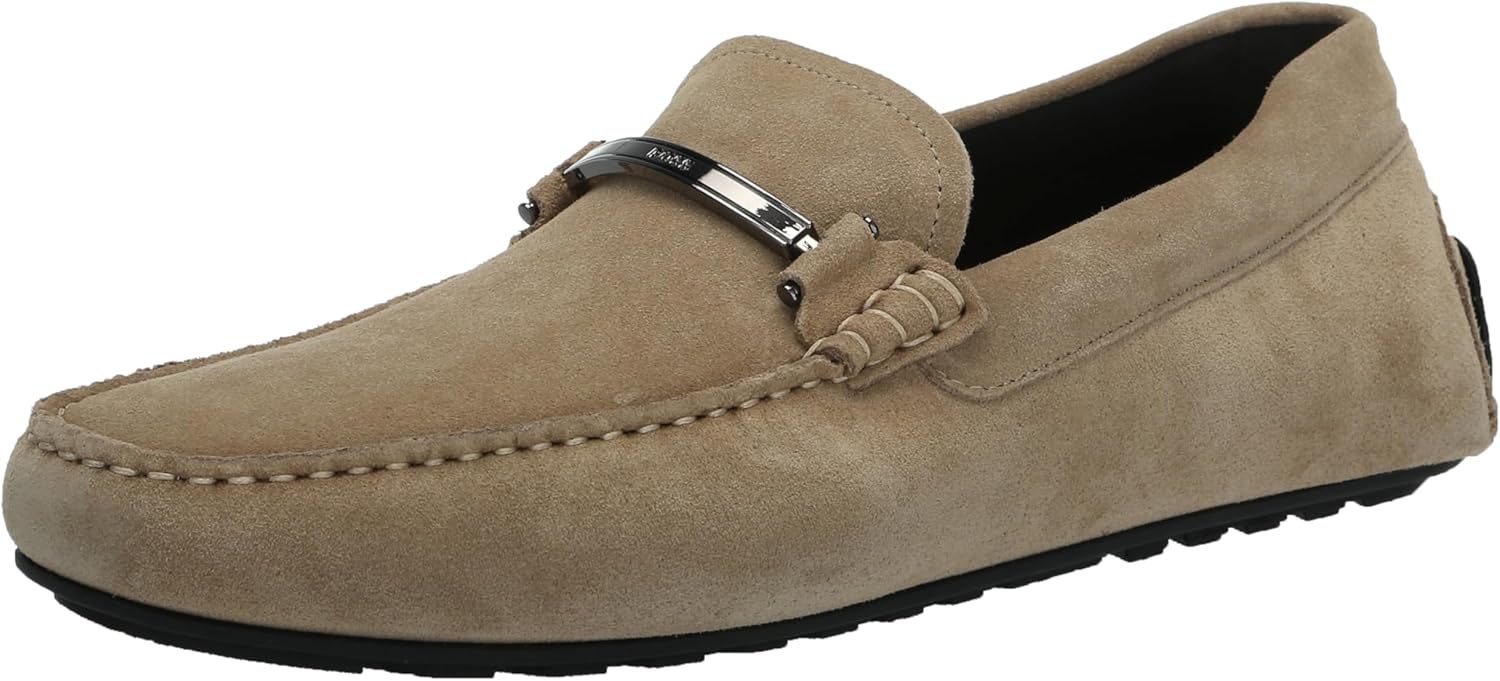 

Мужские лоферы BOSS из гладкой замши без застежек, Light Sand