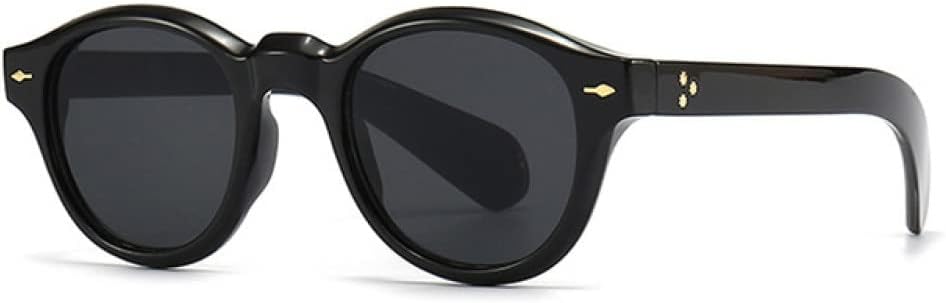 

Винтажные круглые солнцезащитные очки 2027 года для женщин, модные панк-очки, защита от УФ-излучения UV400, модные солнцезащитные очки для мужчин с заклепками MTZJH, Black Gray