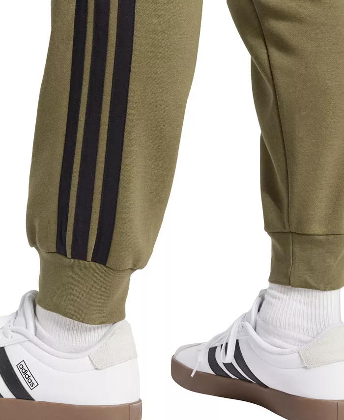 Мужские базовые джоггеры Regular-Fit с флисом и 3 полосками Adidas, зеленый — фото 3