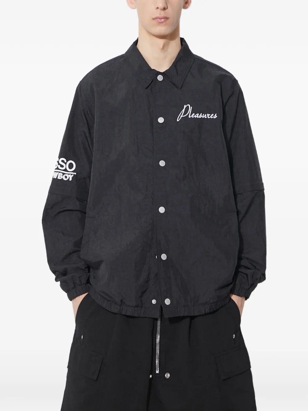 

Гипсовая рубашка-куртка на пуговицах Pleasures, черный