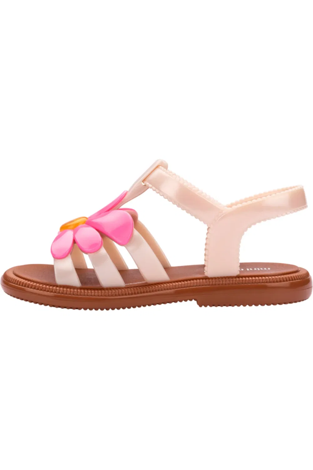 Сандалии детские с цветочными аппликациями Hip Bloomy Jelly Mini Melissa, коричневый/розовый — фото 4