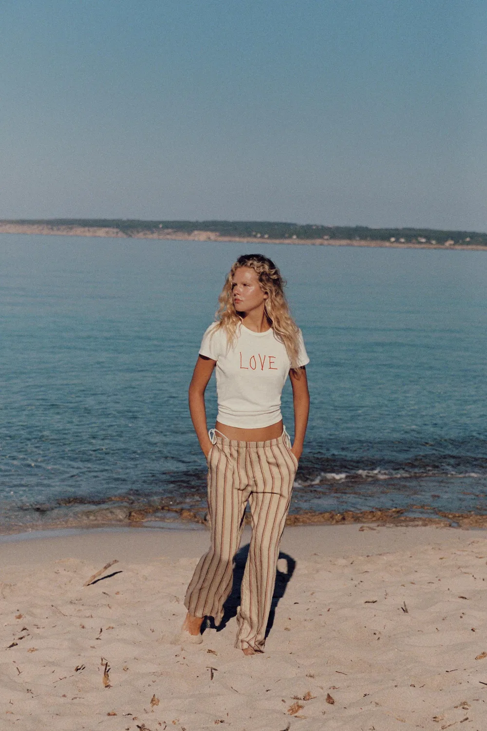 Футболка в деревенском стиле с текстовым принтом ZARA, white