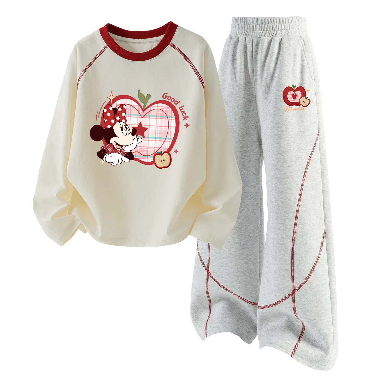 Детский спортивный костюм с круглым вырезом Disney, Цвет D Apple NIEK White Red+D Apple NIEK Gray — фото 3