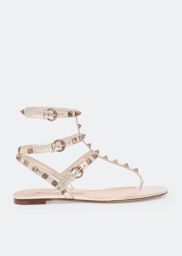

Сандалии VALENTINO GARAVANI Rockstud flat sandals, металлик
