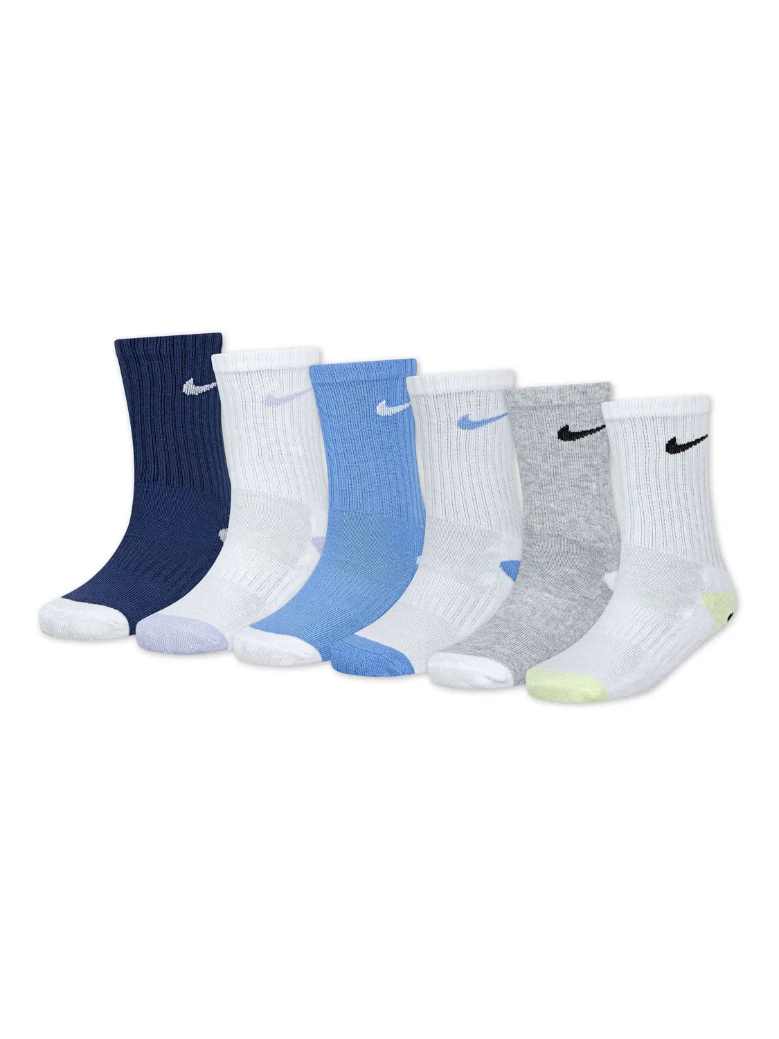 Носки Nike с улыбающимся логотипом Swoosh на пятке, 6 пар, синий