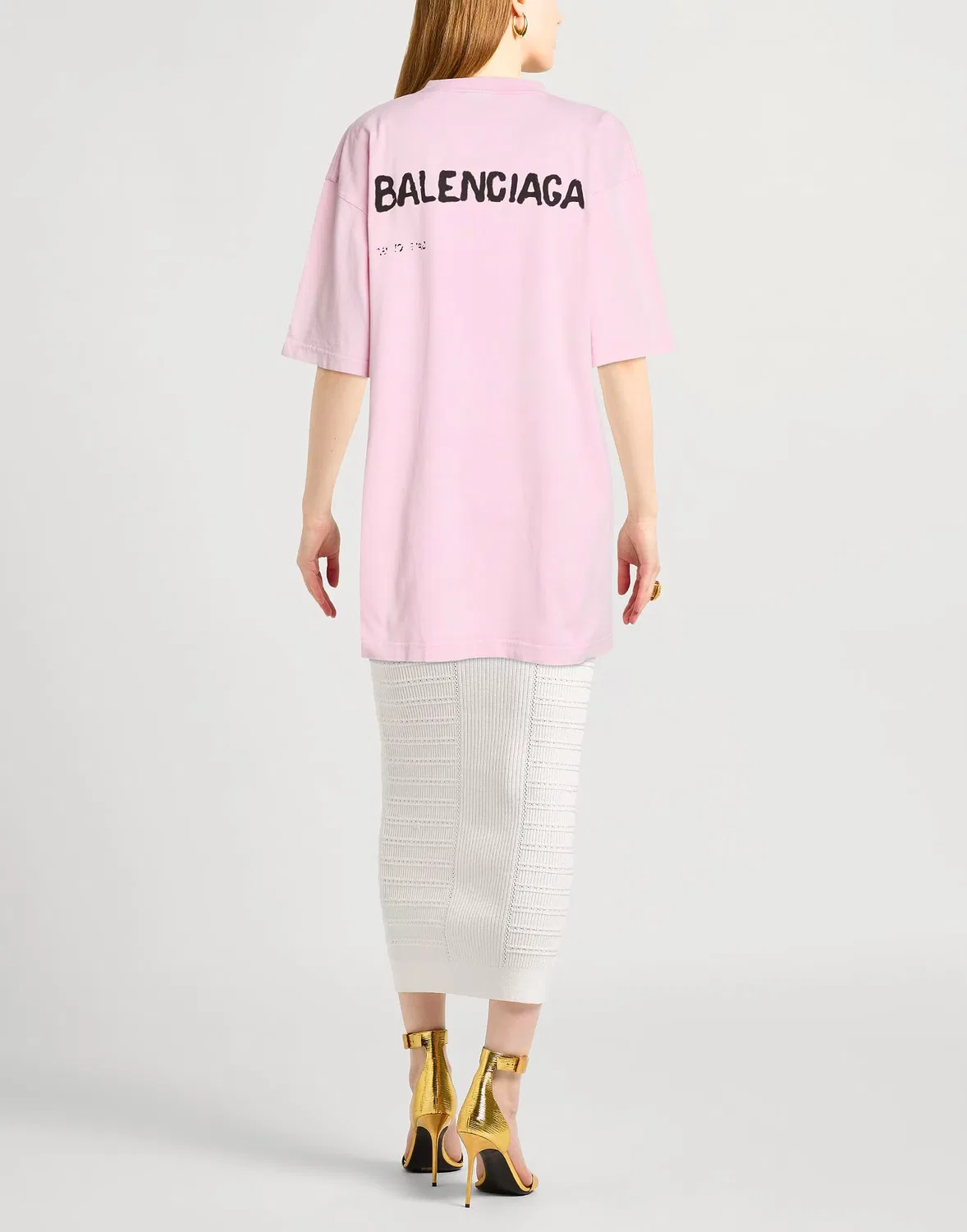Женская футболка с принтом Balenciaga, Light Pink — фото 3