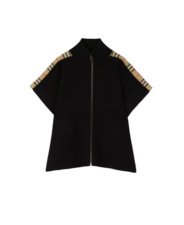 Детское пальто для девочек с клетчатой отделкой Check Trim Burberry, черный
