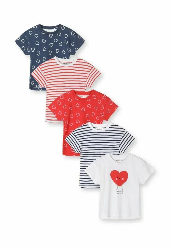 Футболка хлопковая 5 pack short sleeve tee Minoti, White, Navy, Red, белый/красный/темно-синий
