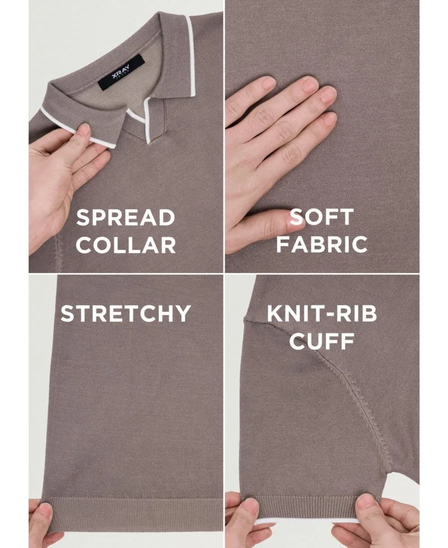 Детское поло для мальчиков с коротким рукавом Johnny Collar Short Sleeve Sweater Polo XRAY, Taupe — фото 4