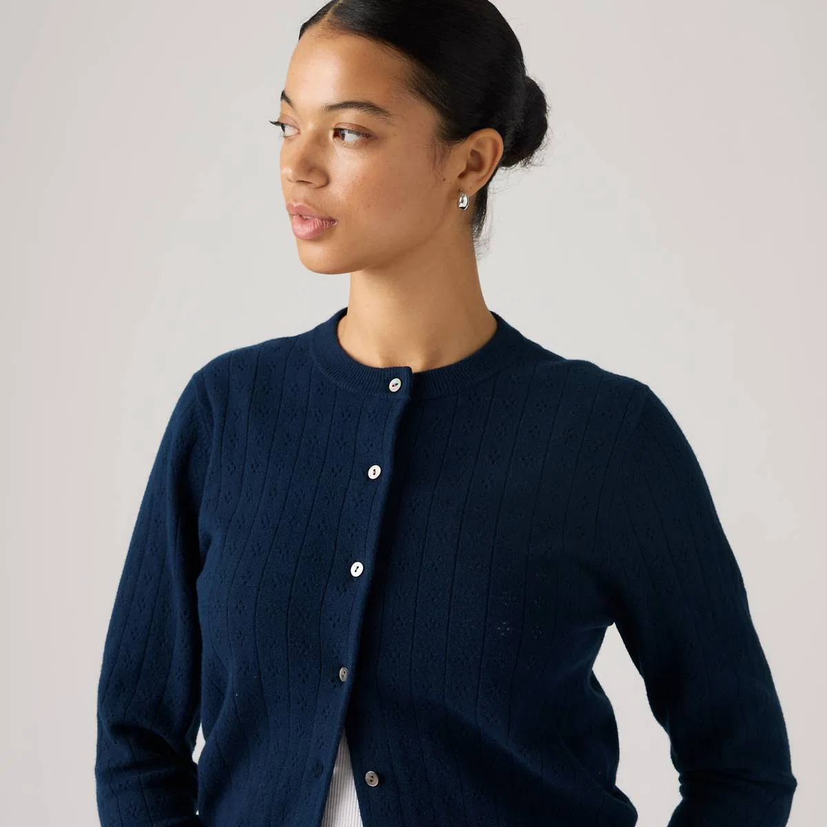 Очень мягкий ажурный кардиган с круглым вырезом Levi's, Navy Blazer - Blue — фото 2