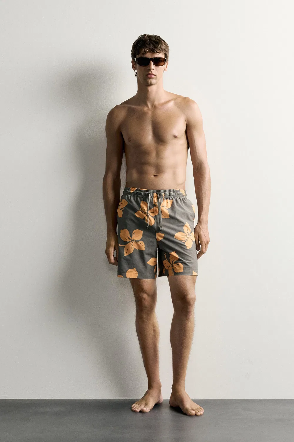 Длинные плавки с цветочным принтом ZARA, Brown