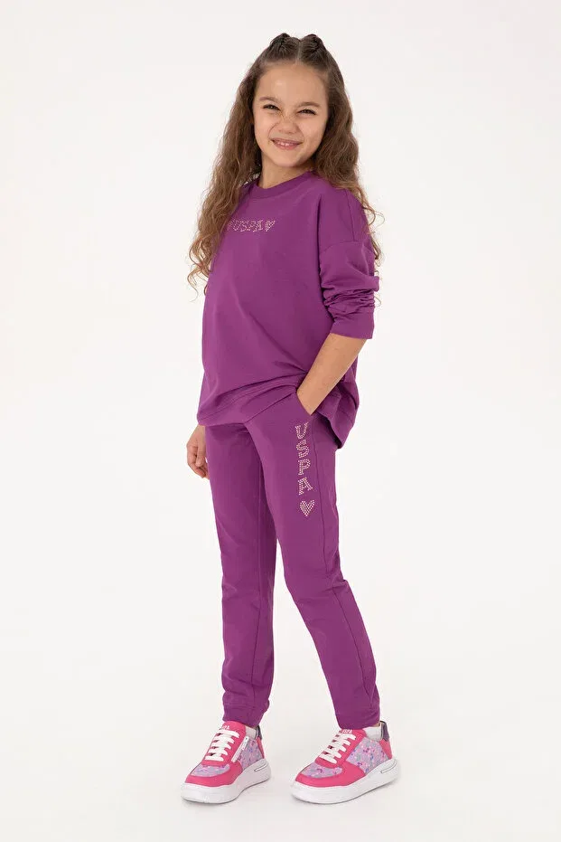 Детские свитшот для девочек с круглым вырезом U.S. Polo Assn., Violet — фото 2