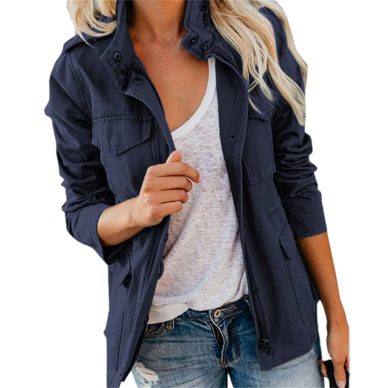 Женская куртка-ветровка с множеством карманов Military Windbreaker Jacket, Ciano