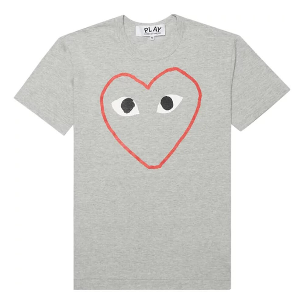 Футболка Comme Des Garçons Play Heart Outline, серый — фото 2