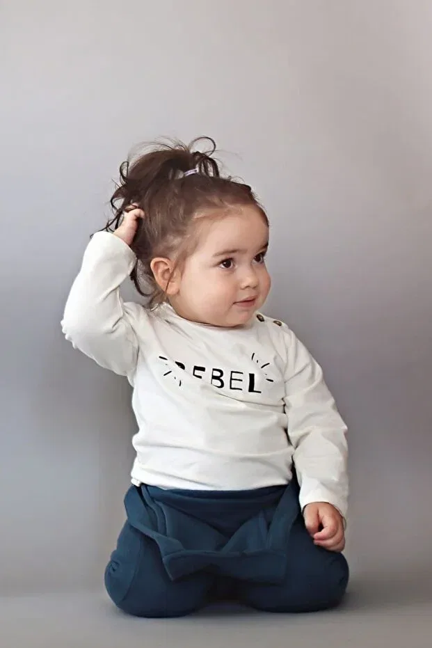 Детская футболка для девочек с принтом Rebel Tiny Little Love, White