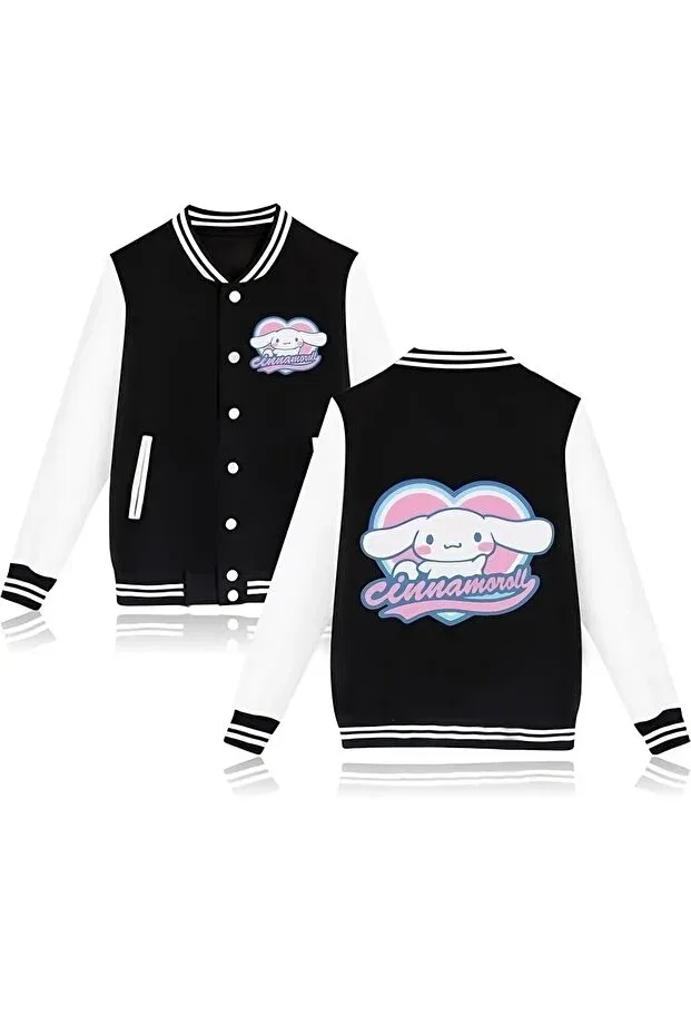 Детское худи для девочек с принтом Cinna cute heart printed college snap jacket 3 thread raised thick fabric Mech Butik, Black