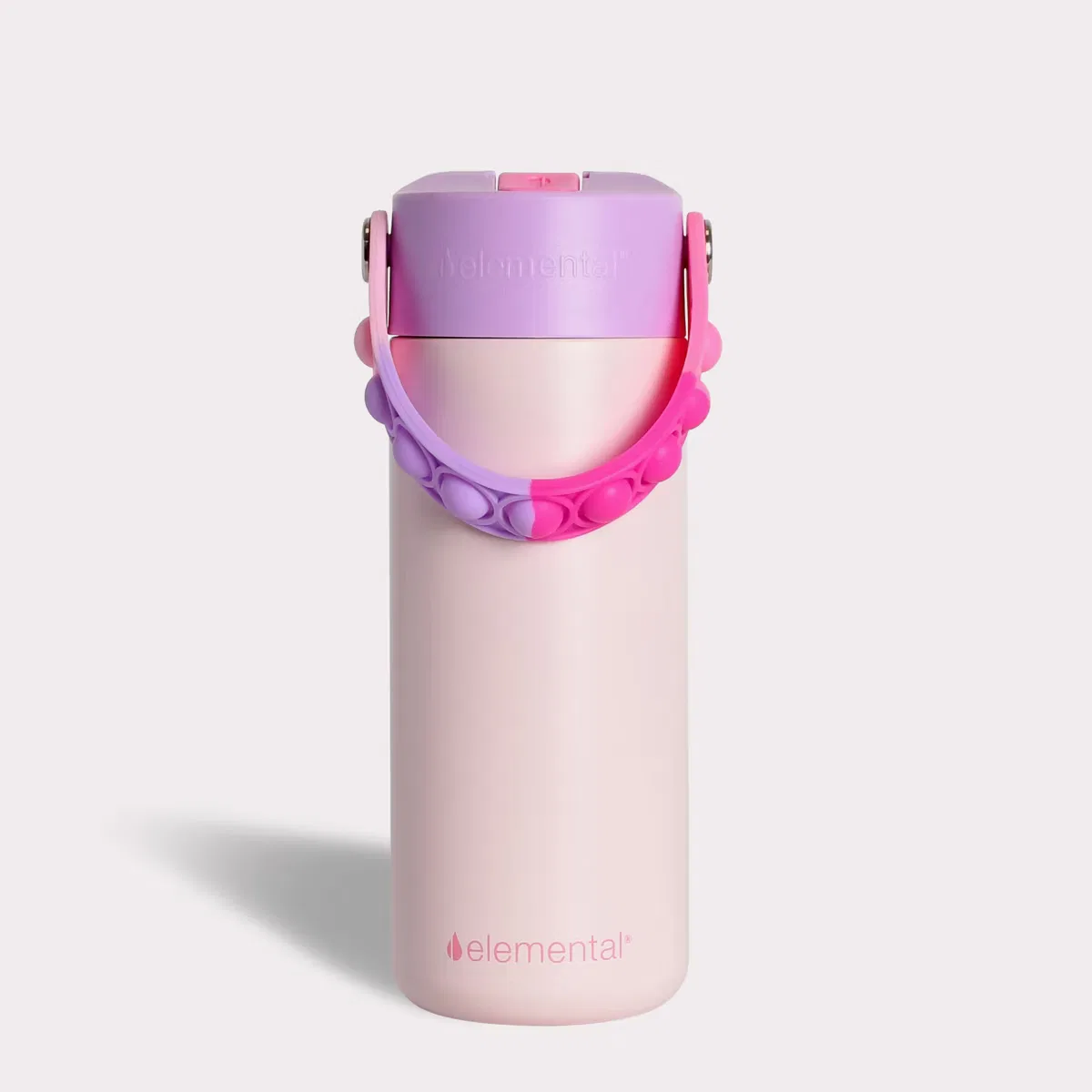 Детская бутылка для воды 530 мл с трубочкой и ручкой Pop-It Elemental, Blush Pink Tie Dye