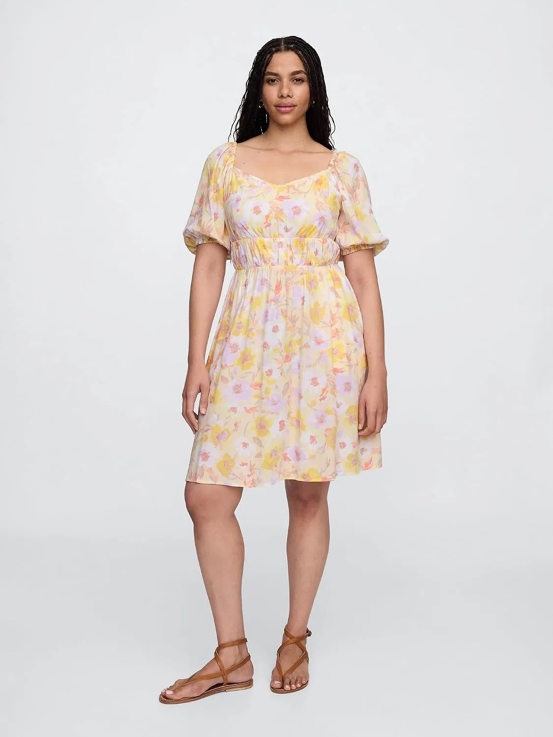Женское мини-платье с декольте сердечком Gap, Pastel Multi Floral — фото 4