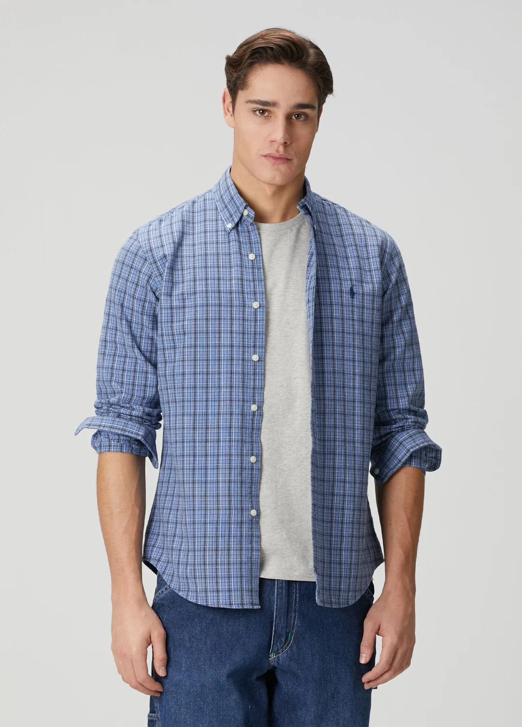 Рубашка Polo Ralph Lauren Custom Fit, синяя в клетку