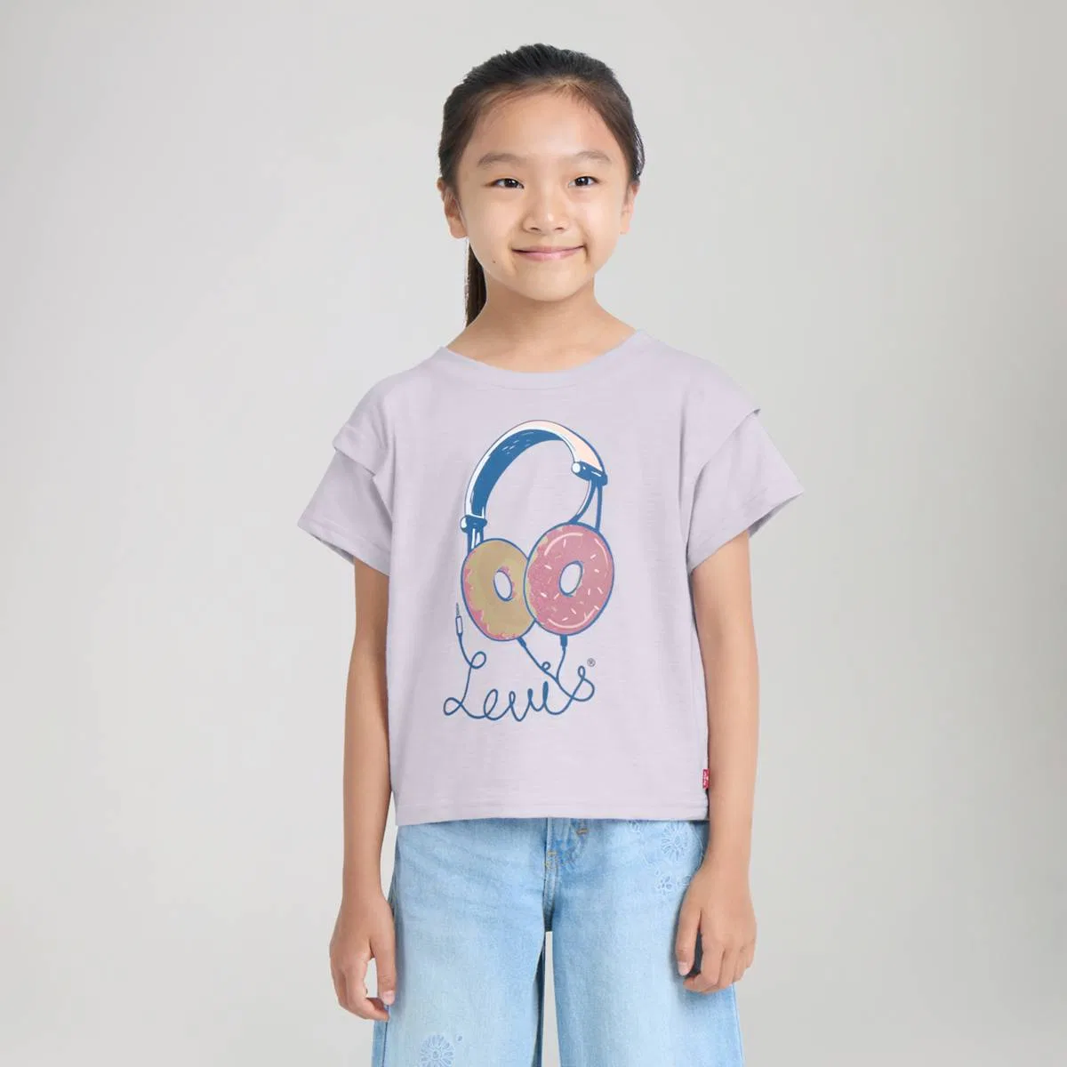 Вязаный топ с двумя рукавами для девочек 4-6 лет Levi's, Lavender Blue - Purple — фото 2