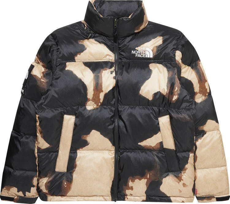 Куртка Supreme x The North Face Bleached Denim Print Nuptse Jacket 'Black', черный - фото