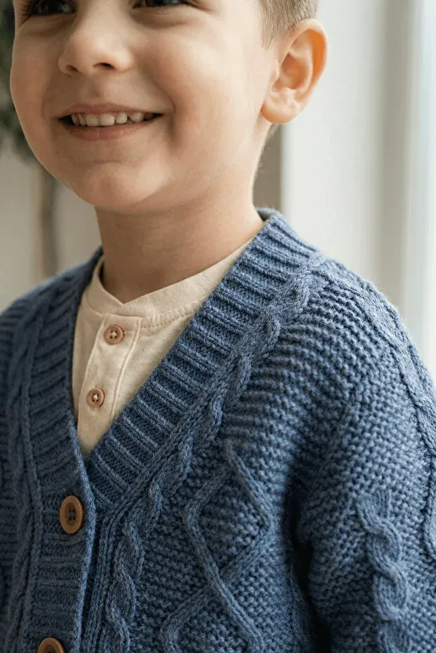 Детский кардиган для мальчиков с косами Babily, Indigo — фото 3
