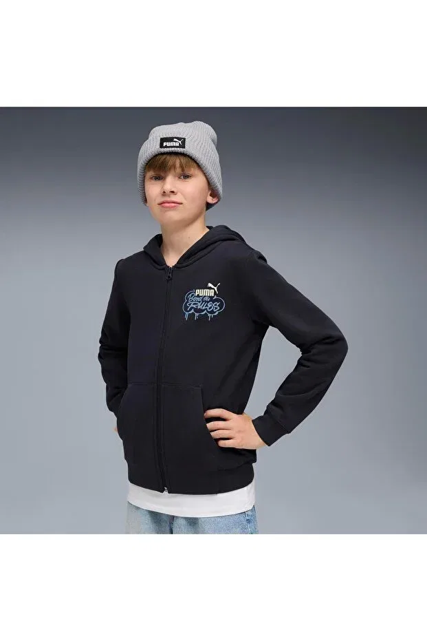 Детское худи для девочек с принтом Mid90S full-zip Puma, New Navy Blue — фото 3