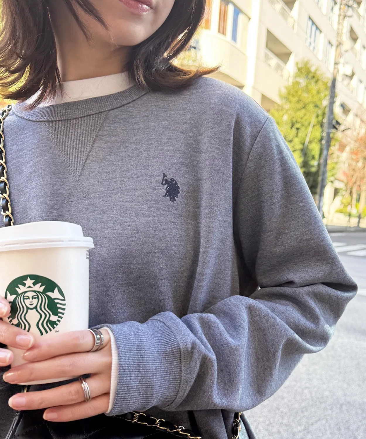 Мужской свитшот с длинным рукавом с вышивкой логотипа U.S. POLO ASSN., Grey