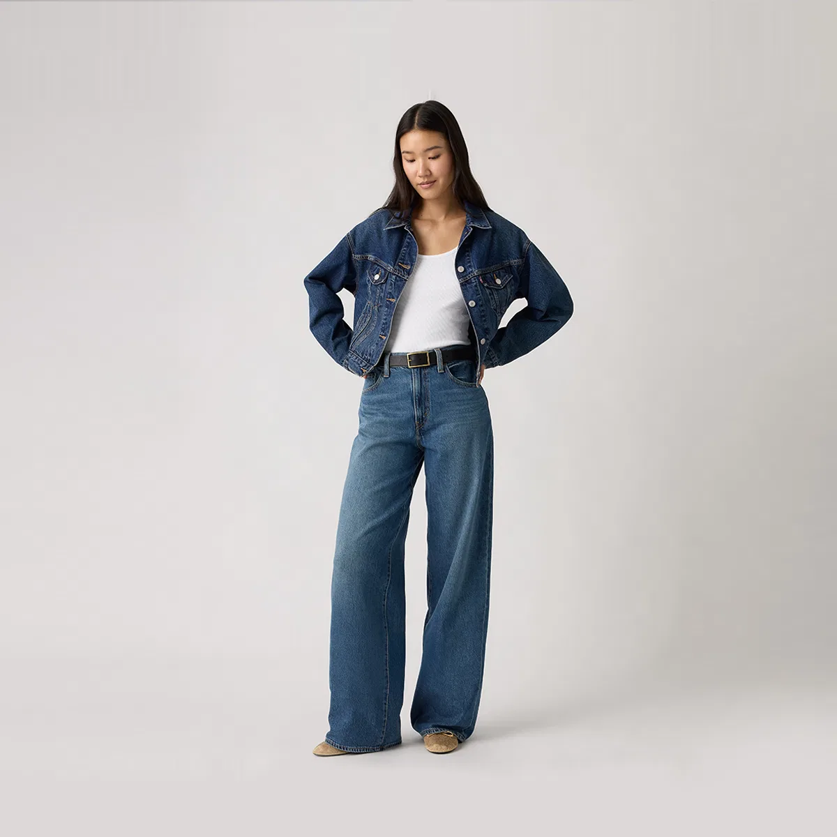 Женские джинсы свободного кроя с широкими штанинами, Medium Blue, Levis — фото 4