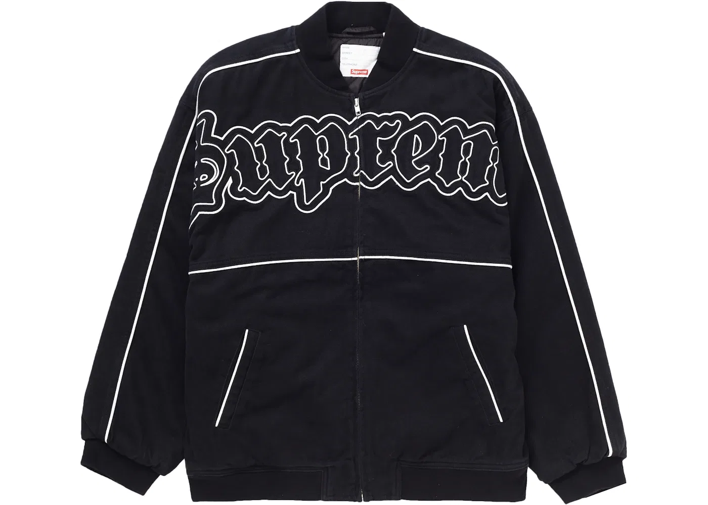 Мужская куртка-бомбер с длинным рукавом Supreme Twill Old English Varsity Jacket, Black