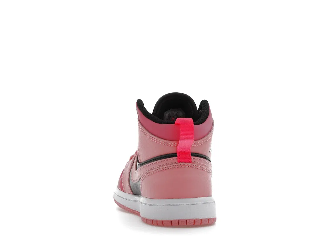 Детские кроссовки для мальчиков с контрастными деталями Jordan 1 Mid Coral Chalk Jordan, Coral Chalk/Rush Pink/Black/Pinksicle — фото 4