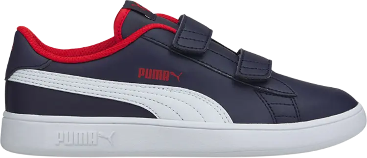 

Кроссовки Puma Smash v2 Leather Little Kid Peacoat High Risk Red, синий