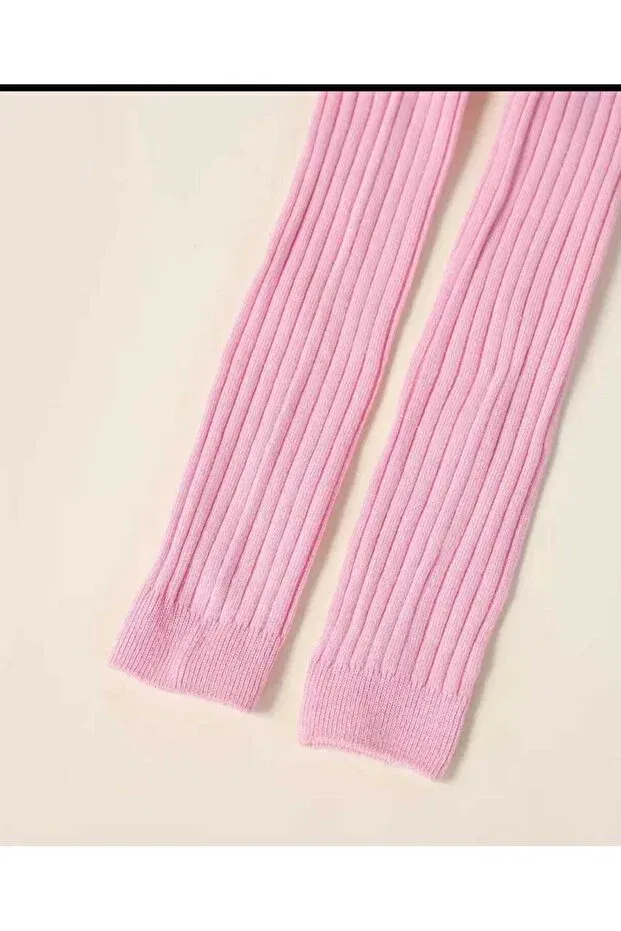 Детские носки-леггинсы для девочек хлопковые Organic cotton baby-child pink leggings socks Bebeğime Çorap, Pink — фото 2