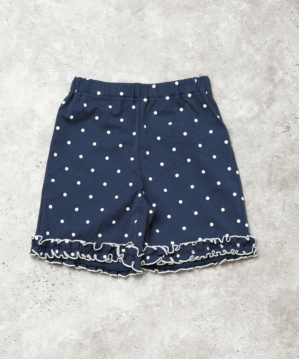 Детские шорты для девочек с рюшами по низу, модель Dot Ribbon, la poche biscuit, Navy