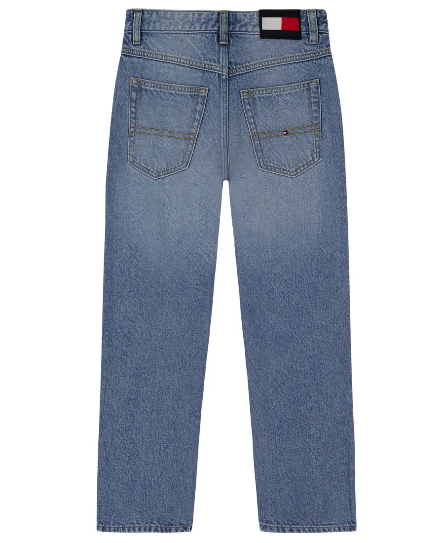 Джинсы свободного кроя с прямыми штанинами, модель Straight-Leg Logo Tommy Hilfiger, Light Stone Wash — фото 4