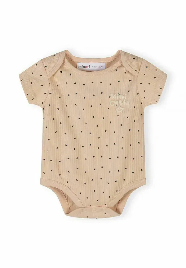 Комплект боди с коротким рукавом, хлопок, 3 pack short sleeve, Minoti, серый меланж/бежевый — фото 4