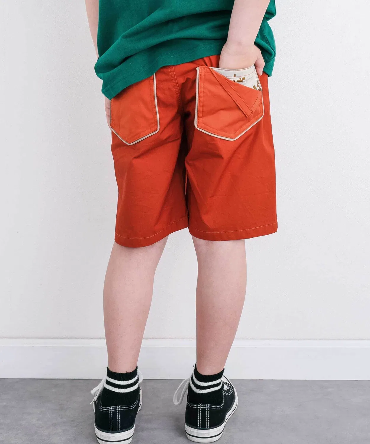 Детские шорты для мальчиков с принтом и логотипом, модель Front Switch Logo Embroidery Twill Half Pants, nexchic, Navy — фото 3